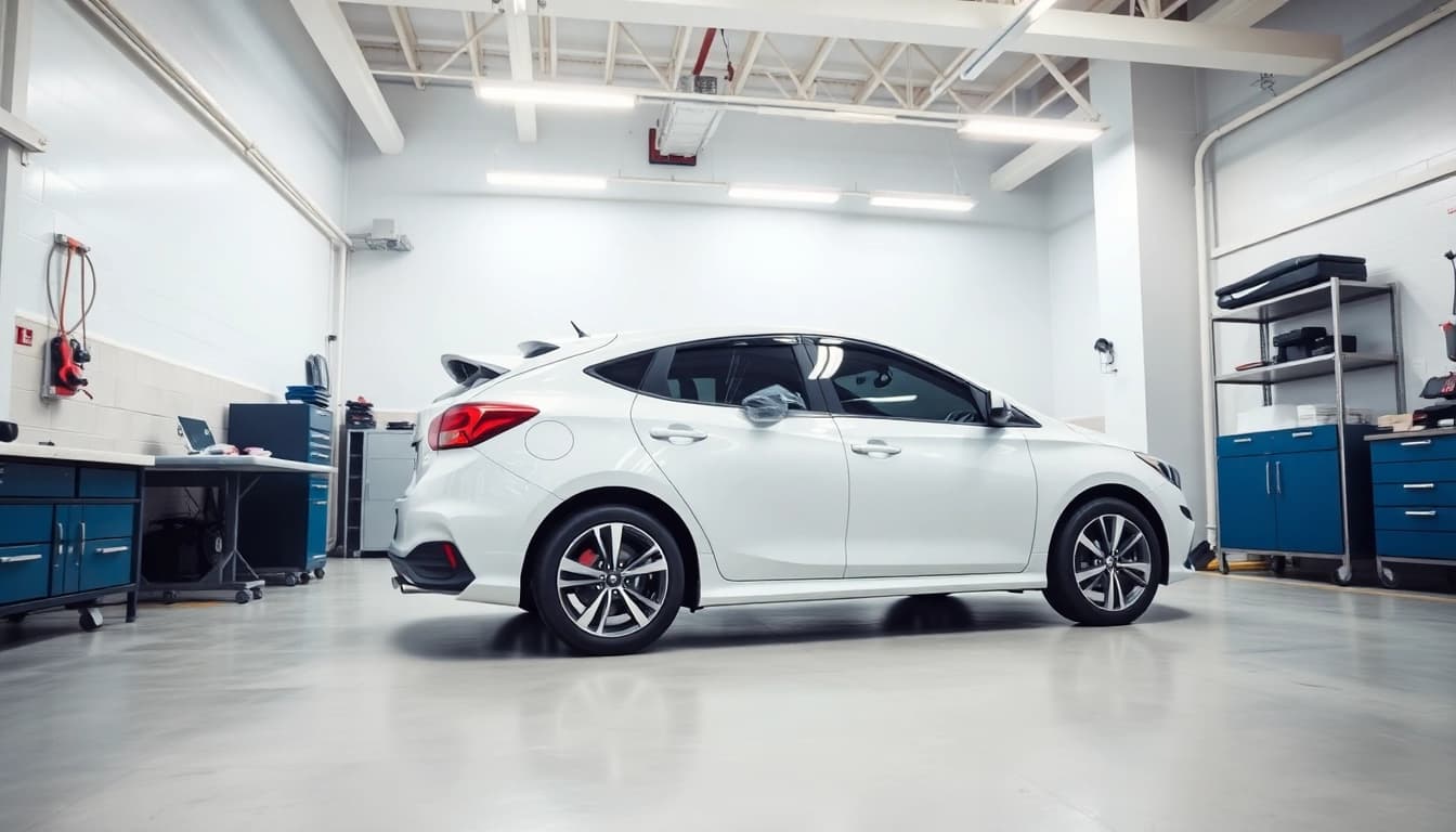 Leasing Rückgabe Check München mit professioneller Fahrzeugaufbereitung in einer sauberen Garage.