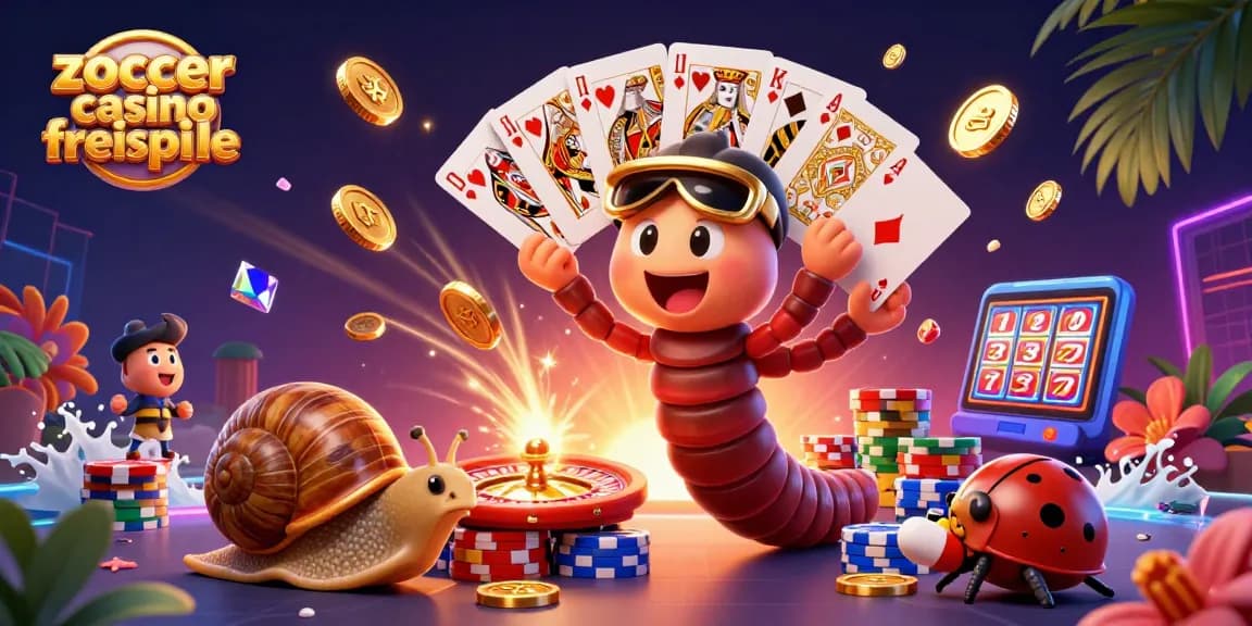 Experience exhilarating zoccer casino freispiele with cheerful characters amidst a vibrant casino scene.