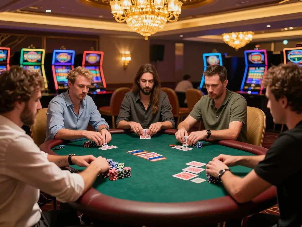 cm88 players enjoying an exciting poker game with vibrant casino atmosphere