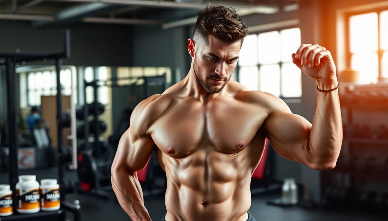 Bild eines muskulösen Sportlers, der Unique Pharma Steroids sicher verwendet.