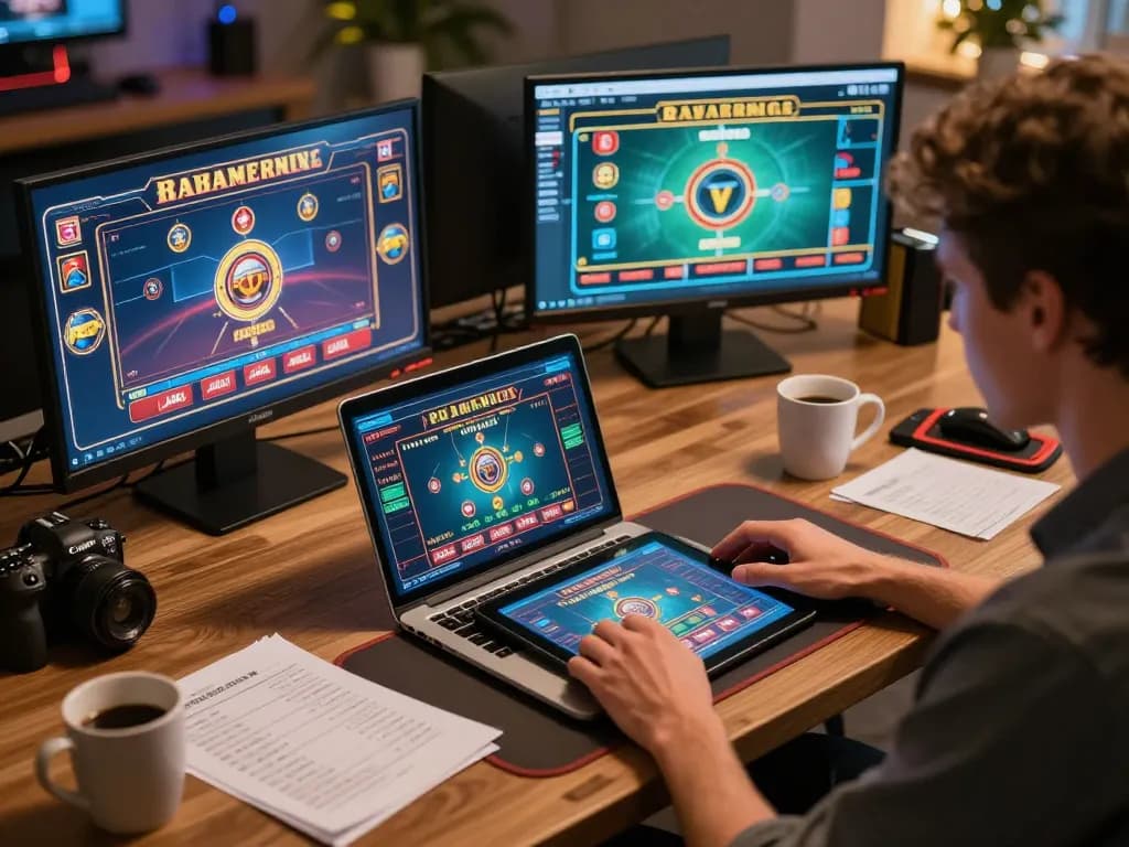 Player using an advanced Plagiat Scanner tool while managing online casino bets, showcasing strategic gameplay.