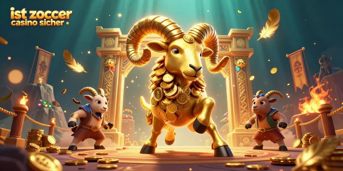 Erleben Sie, ist Zoccer Casino sicher? Ein lebhaftes Casino-Erlebnis mit goldenen Rams und aufregenden Spielelementen.