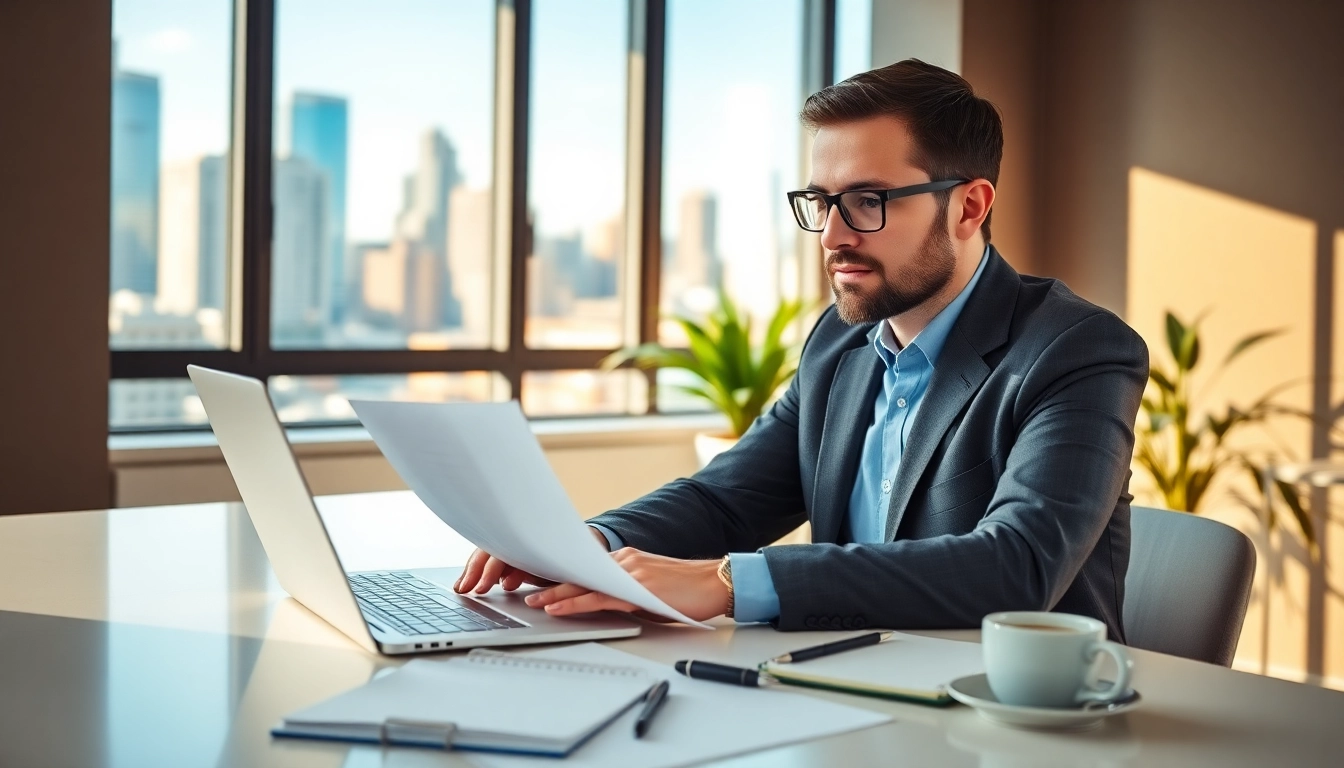 Headhunter Ingenieure analysiert Bewerbungsunterlagen in einem modernen Büro.
