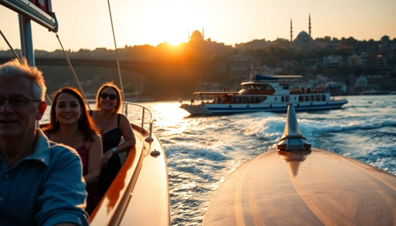 Erleben Sie unvergessliche Istanbul Bosphorus cruises auf einer eleganten Yacht mit Blick auf die Skyline.