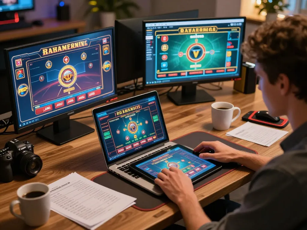 Player using an advanced Plagiat Scanner tool while managing online casino bets, showcasing strategic gameplay.