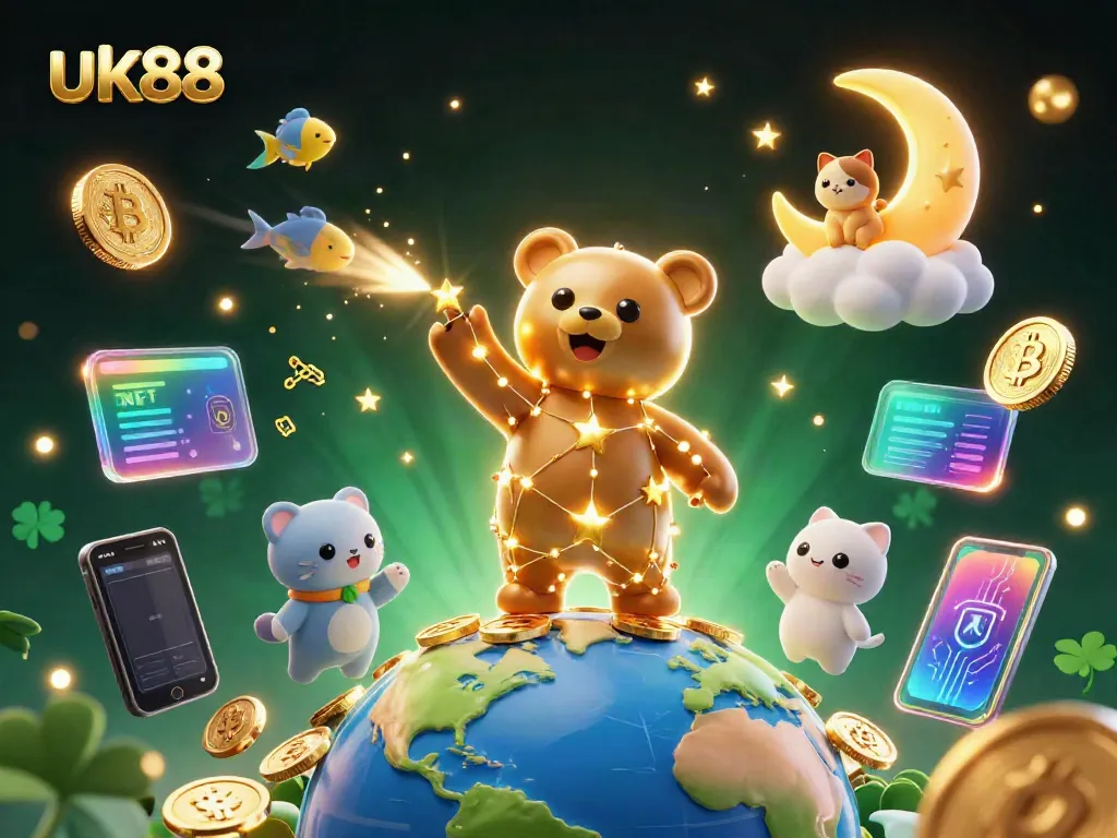 Experience the thrill of gaming at uk88 with a constellation bear and vibrant casino elements.